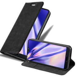 Étui pour téléphone portable - CADORABO - Huawei P20 - Simili-cuir - Noir Nuit - Fonction stand