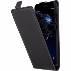 Coque Flip - CADORABO - Huawei P10 LITE - Similicuir Noir - Fermeture Magnétique - Protection Complète