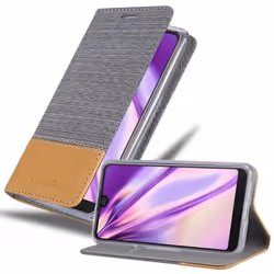 Coque pour WIKO VIEW 2 PRO - CADORABO - Gris Clair Marron - Similicuir - Stand Horizontal - Fentes pour Cartes