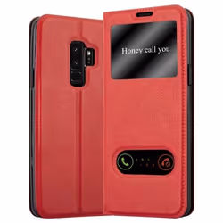 Housse - Cadorabo - Samsung Galaxy S9 PLUS - Rouge Safran - Étui avec Stand et Fenêtres - Protection Durable
