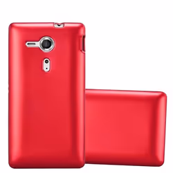 Coque pour Sony Xperia SP Housse en METALLIC ROUGE Etui Case Cover Protection Silicone TPU Cover matte
