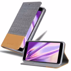 Coque pour WIKO LENNY 5 - CADORABO - Gris Clair Marron - Similicuir - Stand Horizontal - Fentes pour Cartes