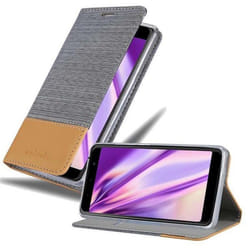 Coque pour WIKO LENNY 5 - CADORABO - Gris Clair Marron - Similicuir - Stand Horizontal - Fentes pour Cartes