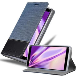 Coque pour WIKO VIEW GO - CADORABO - Bleu Foncé Noir - Similicuir - Stand Horizontal - Fentes pour Cartes