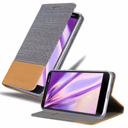 Coque pour Nokia 3.1 Housse en GRIS CLAIR MARRON Etui Case Cover Protection fermeture magnétique