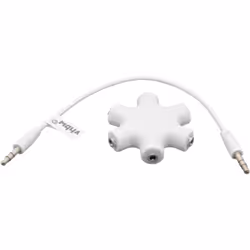 Répartiteur audio avec 5 prises jack 3,5mm - Câble jack 3,5 mm inclus (20cm) - Couleur : blanc Ce répartiteur est idéal pour  ...