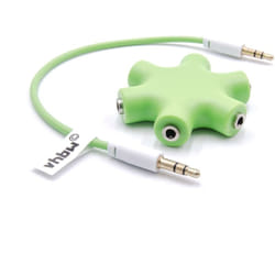 vhbw Audio splitter, répartiteur 5 sorties AUX vert pour écouteurs, boxs, hauts-parleurs, tablettes