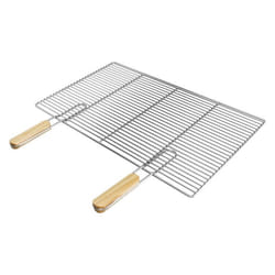 ECD Germany Grille de barbecue en acier inoxydable 67 x 40 cm Rectangulaire avec poignées en bois