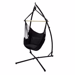Chaise suspendue - ECD GERMANY - Modèle avec cadre - Noir - 1 personne - Détente intérieure/extérieure