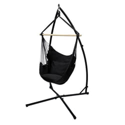 Chaise suspendue - ECD GERMANY - Modèle avec cadre - Noir - 1 personne - Détente intérieure/extérieure