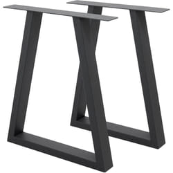 Set 2 Pieds de Table - 60 x 72 cm - Trapézoïdale - Gris foncé - en Acier Revêtu de Poudre - Pied de Meuble Banc - Support Profil Carré - Design