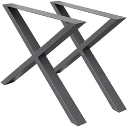 Set 2 Pieds de Table - 60x72 cm - Design x - Anthracite - en Acier Revêtu de Poudre - Pied de Meuble Banc - Support Profil Carré - Piètement Design