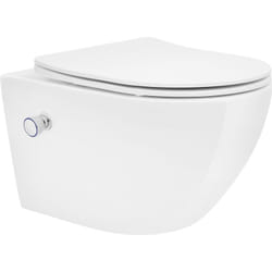 Ecd Germany - wc Suspendu sans Bride de Rinçage, Blanc, en Céramique, avec Fonction Bidet, Abattant à Fermeture Automatique en Plastique