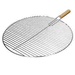 ECD Germany Grille de Coussin Universelle en Acier Inoxydable Gril Barbecue Maille Ronde - 545 cm - avec Poignée en Bois