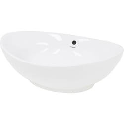Ecd Germany - Vasque à Poser Lavabo Suspendu - 590 x 390 x 200 mm - en Céramique - Ovale - Blanc - Lave-Main Salle de Bain - Vasque Lavabo Salle de