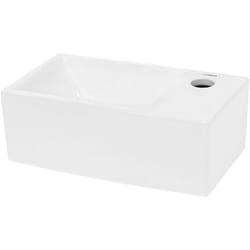 Ecd Germany - Lavabo en Céramique Blanc 350x205x125 mm, Rectangulaire, sans Kit de Vidange, Trou de Robinet à Droite, Vasque à Poser Suspendu, Mini