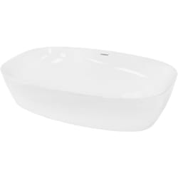 Ecd Germany - Lavabo Ovale de Salle de Bain, 605 x 380 x 140 mm, en Céramique, Blanc, Vasque à Poser Évier Lave-Mains pour Toilette, sans Kit de