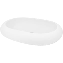 Ecd Germany - Lavabo Ovale de Salle de Bain, 630x420x120 mm, en Céramique, Blanc, Vasque à Poser Évier Lave-Mains pour Toilette, sans Kit de Vidange,