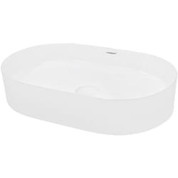 Ecd Germany - Vasque à Poser Lavabo Salle de Bain - 605 x 380 x 125 mm - en Céramique - Ovale - Blanc - Lave Mains Évier à Poser sur Meuble - Drain