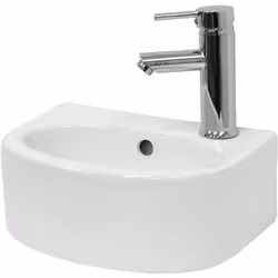 Livraison: 1x Lavabo en céramique env. 335 x 255 x 130 mm Le mitigeur monocommande, la vanne de vidange et le matériel de mon ...