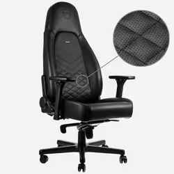 noblechairs Icon, Siège rembourré, Dossier rembourré, Noir, Noir, Simili-cuir, Polyuréthane, Simili-cuir, Polyuréthane (PU)