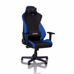 Nitro Concepts S300, Siège rembourré, Dossier rembourré, Noir, Bleu, Noir, Bleu, Tissu, mousse, Nylon, Tissu, mousse, Nylon