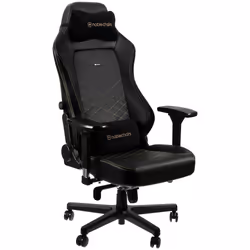 noblechairs Hero PU Leather, Siege coussin d’air, Dossier rembourré, Noir, Noir, Or, Acier, Noir