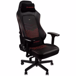 noblechairs Hero Real Leather, Siege coussin d’air, Dossier rembourré, Noir, Rouge, Noir, Rouge, Noir, Noir