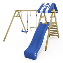 WICKEY Portique balançoire Aire de jeux Smart Ace avec toboggan bleu