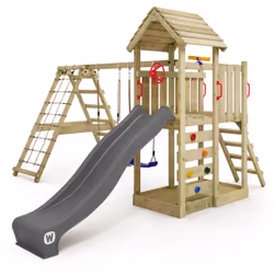 Aire de jeux avec balançoire double et structure d'escalade Wickey RocketFlyer Les moteurs vrombissent dans le silence de l'e ...