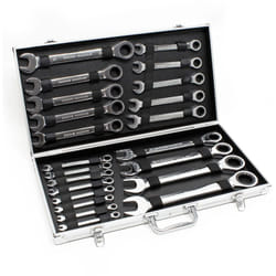 Wiltec - Set Cles à cliquet 22 pièces 6-32 mm Clé de serrage Clè à fourche Clé plate Outil Coffret pratique