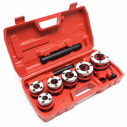 Description générale Coffret de filières à têtes interchangeables pour la fabrication des filetages extérieurs sur les condui ...