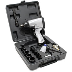 Wiltec - Jeu Clé à chocs pneumatique avec 17 pièces – 320 Nm, Pression 6 bars – Raccord Raccord ¼″ – Visseuse Tournevis pneumatique Accessoires air