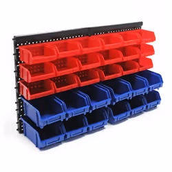 [Étagère murale] – Étagère murale de Wiltec avec 30 bacs à bec pour un rangement efficace dans votre atelier ou garage. Conce ...