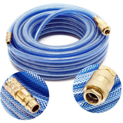 Tuyau d'air comprimé pvc 15 m – Diamètre extérieur 12 mm – Flexible pneumatique pour compresseur – Gaine en tissu – Raccord rapide - Wiltec
