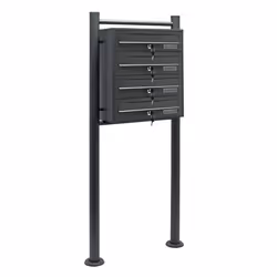 Bloc de 4 Boite aux lettres Pied de support Revêtement en poudre Anthracite 2 Clés par compartiment - 61743