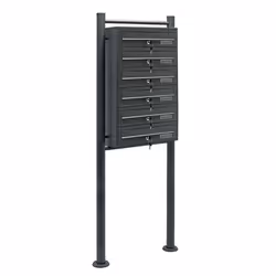Bloc de 6 Boite aux lettres Pied de support Revêtement en poudre Anthracite 2 Clés par compartiment - 61745