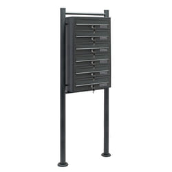 Bloc de 6 Boite aux lettres Pied de support Revêtement en poudre Anthracite 2 Clés par compartiment - 61745