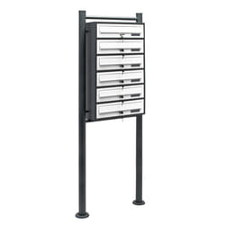 Bloc 6 Boite aux lettres Pied de support revêtement poudre Anthracite-Blanc 2 Clés par compartiment - 61761