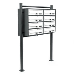 Xpotool - Wiltec Boîte aux lettres sur pieds Gris anthracite/Blanche 898 x 270 x 1500 mm, avec 8 Compartiments verrouillables 2x4 et Porte-nom,