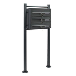 Bloc de 3 Boite aux lettres Pied de support revêtement par poudre Anthracite 2 Clés par compartiment - 61767