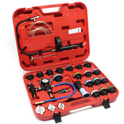 Wiltec - Kit Testeur de pression Système de refroidissement 27 pcs. Bouchon Codage par couleur & Pompe Test