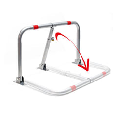 Wiltec - Barrière de parking rabattable – 805 x 255 x 445 mm – en Acier – avec Cadenas, 3 Clés et Bandes réfléchissantes – Bloc Arceau Étrier de