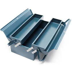 Boite à outils vide 420x200x160 mm en Acier avec 3 Compartiments Caisse pour outils avec Poignée