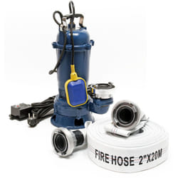Wiltec - Pompe électrique pour eaux sales – Submersible – 550 w / 10000 l/h – Refoulement max. 8 m – avec Tuyau 20 m et Flotteur – Pompe-cave pour