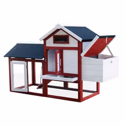Poulailler avec nichoir et poulailler à fond ouvert avec fond extensible - 52204