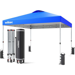 Pavillon pop-up Tonnelle de jardin pliante – 3 x 3 x 2,79 m – couleur Bleue – avec Roues, Fermeture one push, Cadre robuste et Sac – Tente Gazebo de