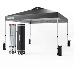 Pavillon pop-up Tonnelle de jardin pliante – 3 x 3 x 2,79 m – couleur Grise – avec Roues, Fermeture one push, Cadre robuste et Sac – Tente Gazebo de