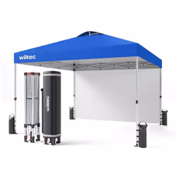 Wiltec Pavillon de réception Pop Up Tonnelle pliant Paroi latérale One push 3x3 m Roues Bleu