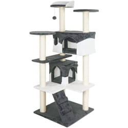 Arbre à chat gris / blanc 130cm Arbre d'escalade Arbre de grattage Jeu Chats